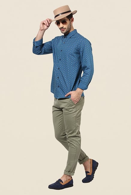Buy Yepme Curt Teal Printed Shirt from top Brands at Best Prices