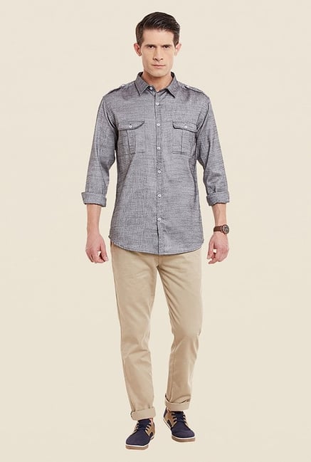 Buy Yepme Ryan Grey Textured Shirt for Men Online Tata CLiQ
