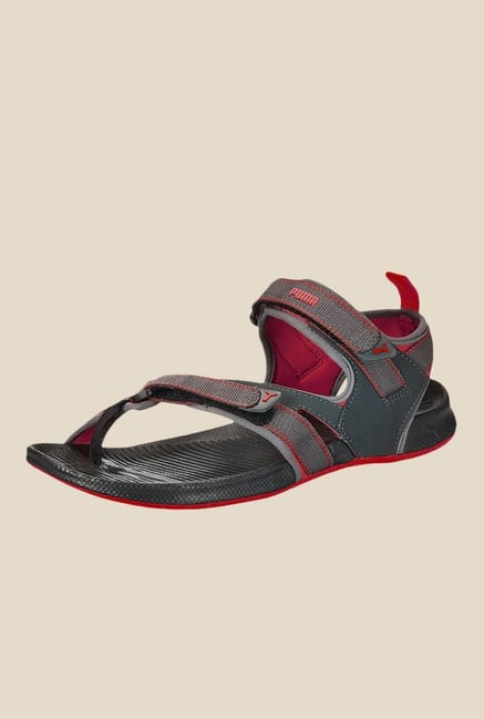 puma red floater sandals