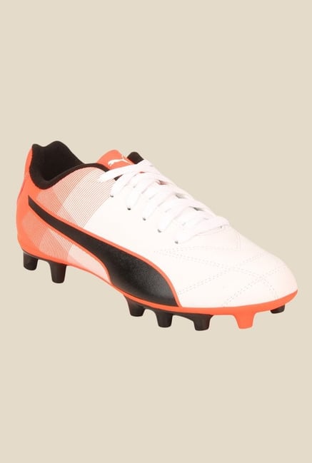 Puma Adreno II FG Jr White & Orange Football Shoes