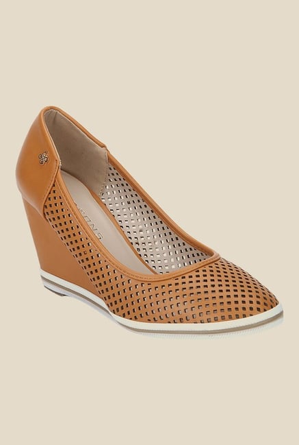 Buy Addons Tan Wedge Heeled Pumps from top Brands at Best Prices Online in  India | Tata CLiQ
