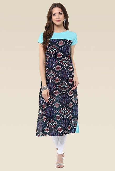 Floral Prints, and minimal round neck kurti with pants, it is a must have  in this season- makes … | Pakistani dress design, Dress designs indian,  Dress neck designs
