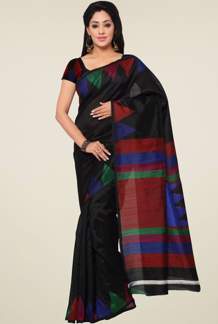 Saree Mall Black Printed Art Silk Saree Price in India