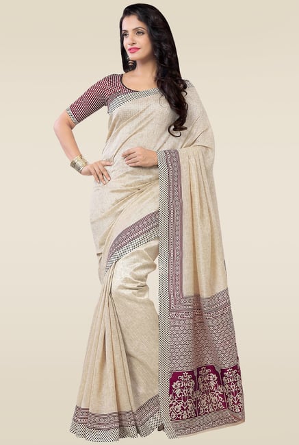 Saree Mall Off-White Bhagalpuri Silk Saree Price in India