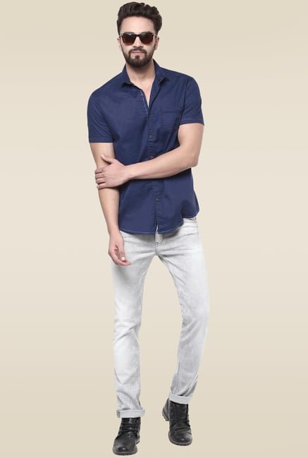 mens slim fit half sleeve shirts