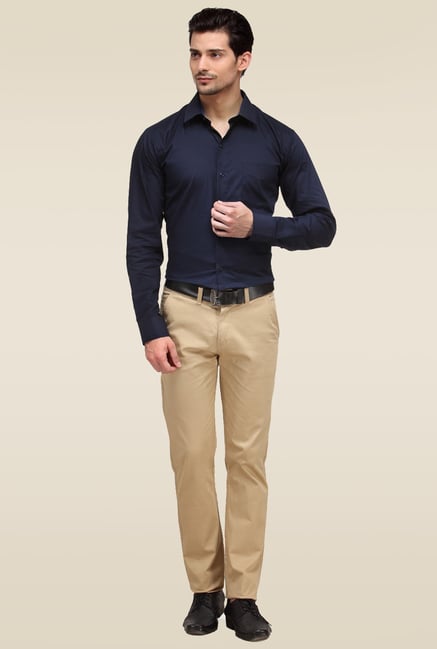 Buy Hancock Navy Slim Fit Shirt for Men Online Tata CLiQ