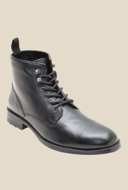 red tape black derby boots