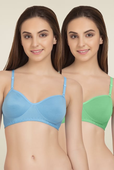 Buy Tweens Turquoise & Green Non Padded T-Shirt Bra (Pack of 2
