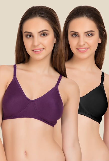 Tweens Purple & Black Non Padded Bra (Pack Of 2)