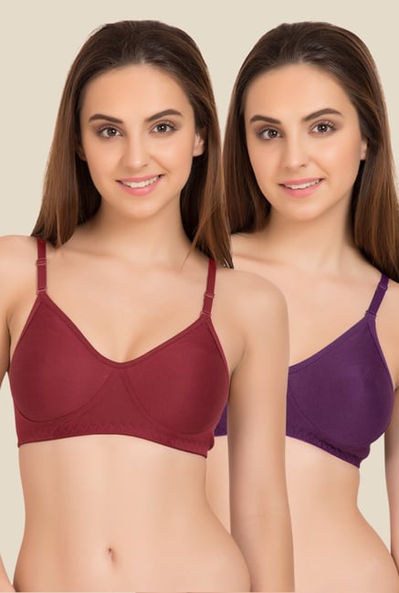 Tweens Maroon & Purple Non Padded Bra (Pack Of 2)