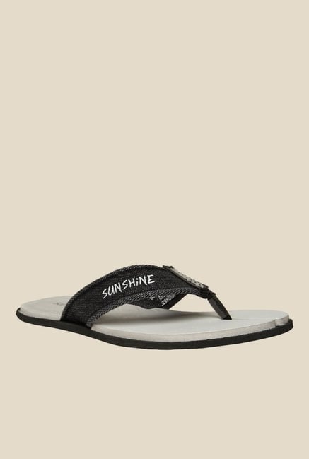 Sunshine by Bata Men's Xavier Dark Grey & White Flip Flops-picture-16