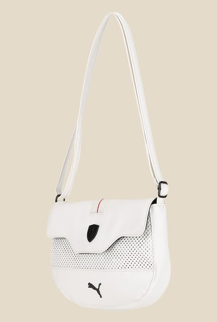 Puma Ferrari Ls White Textured Sling Bag For Women At Best Price Puma Ferrari Ls White Textured Sling Bag