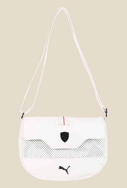 Puma Ferrari Ls White Textured Sling Bag For Women At Best Price Puma Ferrari Ls White Textured Sling Bag