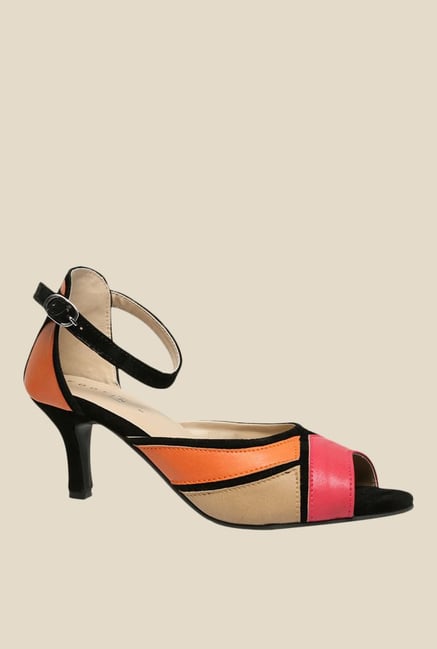 Orange Ankle Strap Stilettos 