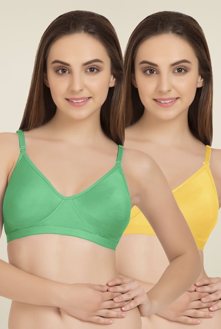 Buy online Green Cotton Tshirt Bra from lingerie for Women by
