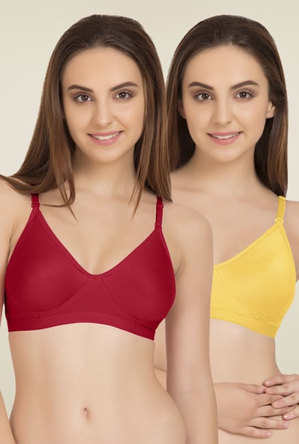 Buy Tweens Red & Yellow Non Padded T-Shirt Bra (Pack of 2) for