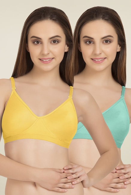 Buy Tweens Yellow & Sea Green Cotton T-Shirt Bra (Pack of 2) for Women  Online @ Tata CLiQ