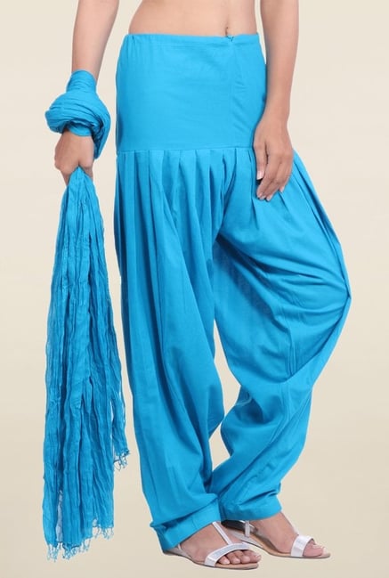 Jaipur Kurti Aqua Solid Patiala Salwar With Dupatta