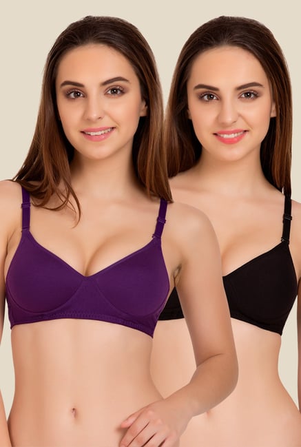 Tweens Purple & Black Padded Bra (Pack Of 2)