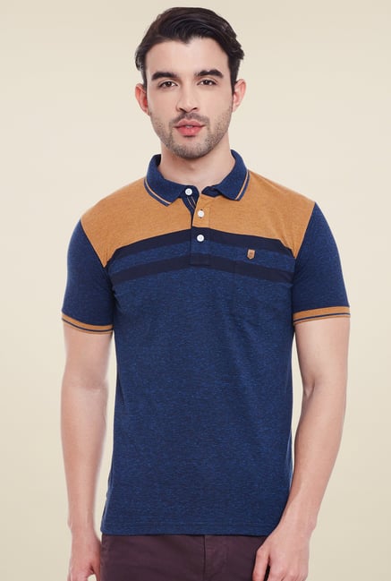 Buy Duke Dark Blue Brown Short Sleeves Polo T-Shirt for Men