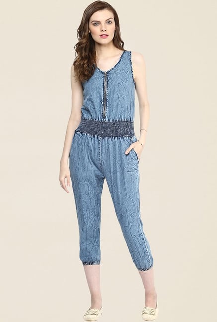 StyleStone Blue Textured Jumpsuit