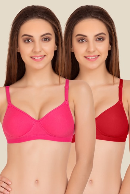 Buy Tweens Pink & Red Padded Bra (Pack Of 2) for Women Online