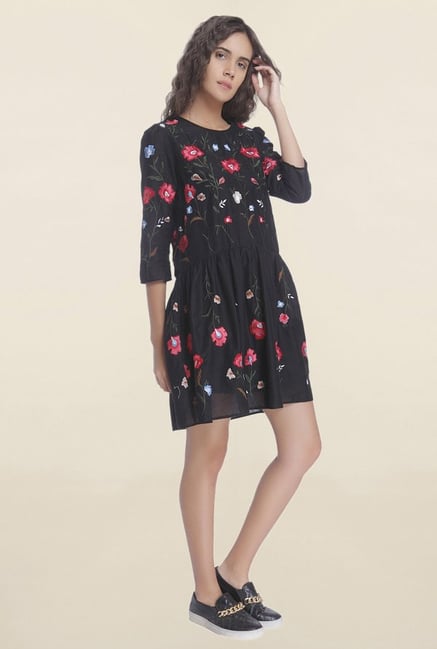 vero moda black floral dress