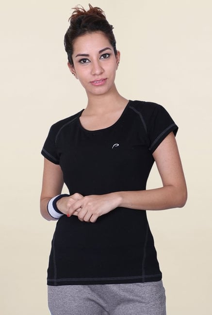Proline Black Solid T Shirt