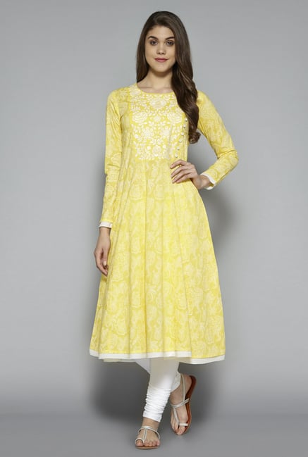 yellow cotton anarkali