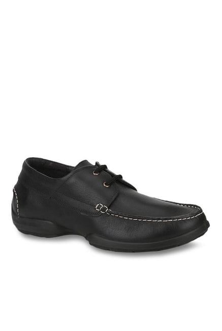 woodland black leather casual shoes