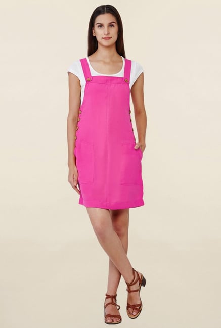 pink dungaree dress womens