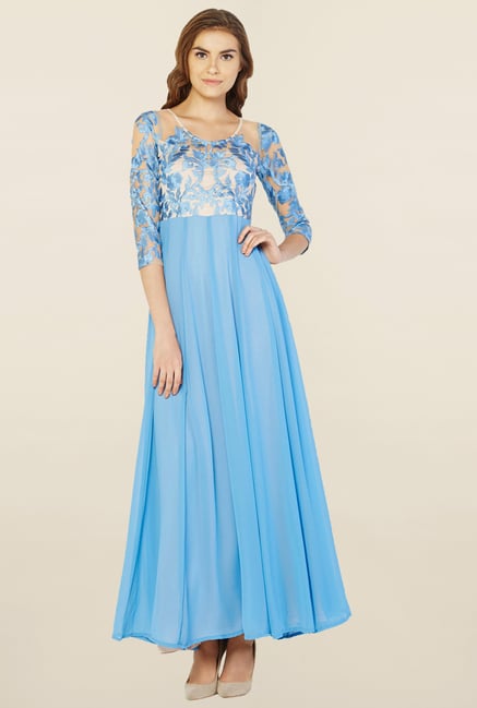 Buy AND Blue Embroidered Dress for Women Online @ Tata CLiQ