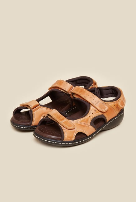 Buy Metro Tan Leather Sandals for Women at Best Price Tata CLiQ - Main Image