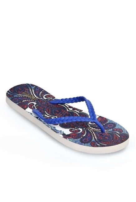 Buy Lavie Blue \u0026 White Flip Flops for 