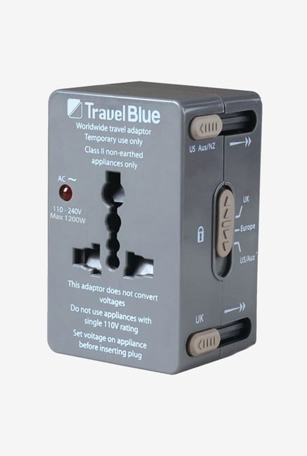 Travel Blue All In One Worldwide Travel Adaptor Grey