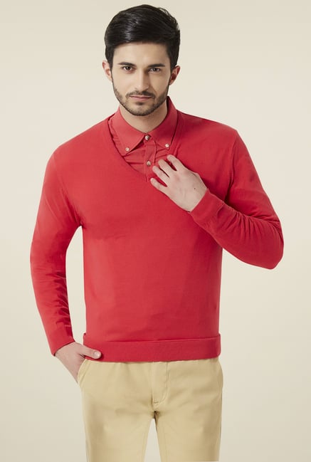 Casual Red Sweater Outfit Men Buy Peter England Red Regular Fit