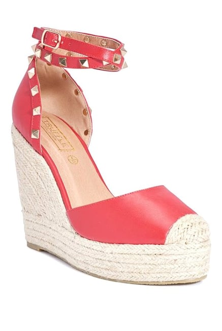 Red 2025 espadrille wedges