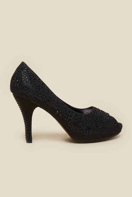 Buy Metro Black Studded Peep Toe Stilettos for Women at Best Price