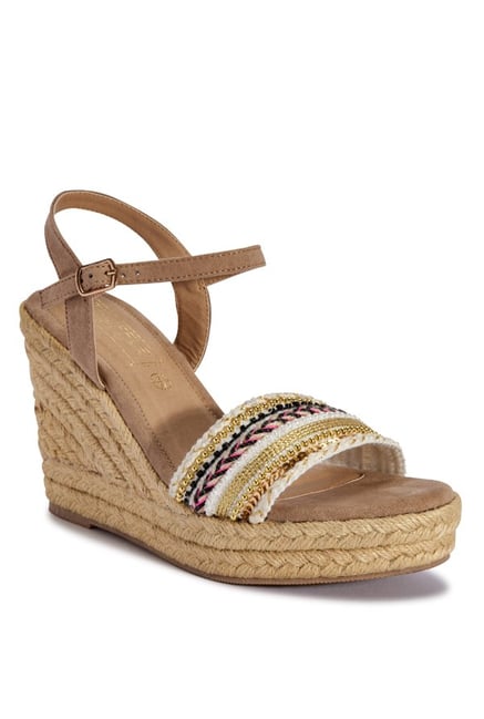 Ankle Strap Brown Espadrille Wedges Buy Truffle Collection Beige