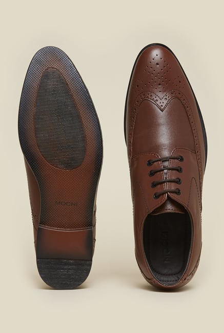 Buy Mochi Brown Leather Formal Shoes 