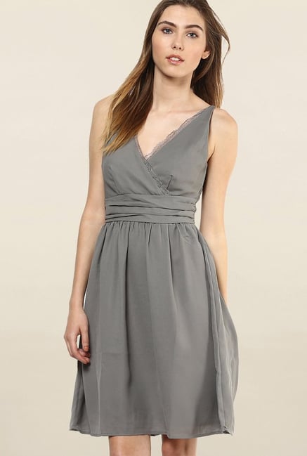 Gray Knee Length Dress
