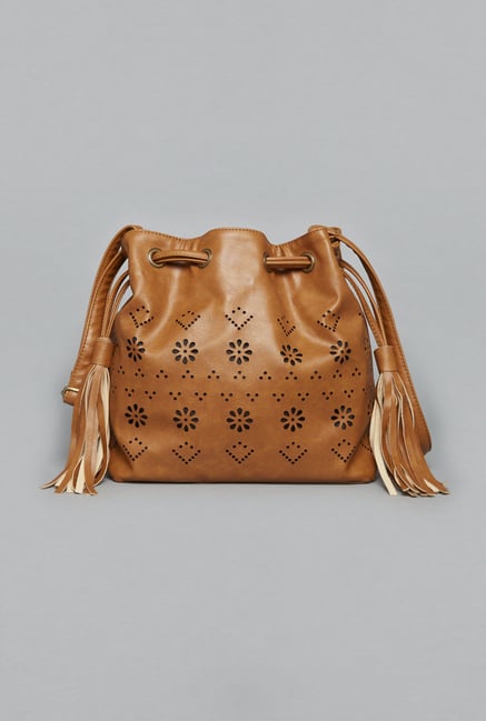 Westside Tan Cut Work Bucket Bag For Women Online Tata Cliq Westside Tan Cut Work Bucket Bag