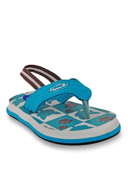 Beanz Kids Splash Cat Sky Blue & Brown Back Strap Flip Flops