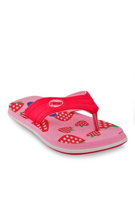 Beanz Kids Strawberry Red & Baby Pink Flip Flops