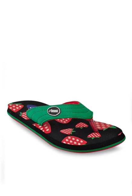 Beanz Kids Strawberry Green & Black Flip Flops