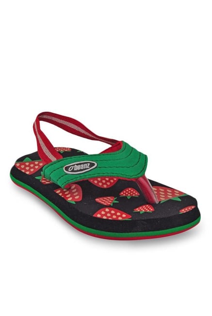 Beanz Kids Strawberry Green & Red Back Strap Flip Flops