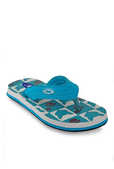 Beanz Kids Splash Cat Teal Blue & White Flip Flops