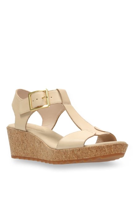 clarks nude wedges