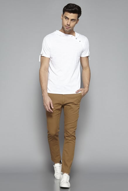 shirts on brown chinos