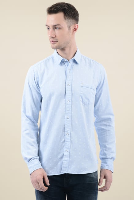 Buy Pepe Jeans Light Blue Full Sleeves Regular Fit Shirt for Men